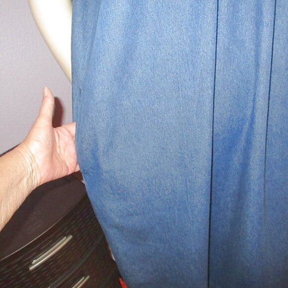 Vermont Country Store Denim Midi Dress Size S Embroidered Pockets Modest Western - Picture 3 of 10